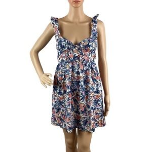 Line and Dot Sunday Tropical Mini Dress Size XS Blue Multicolor